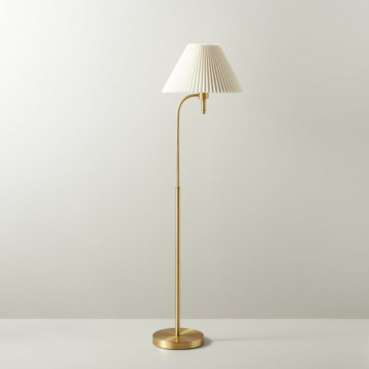 Pleated Shade Metal Floor Lamp Cream/Brass (Includes LED Light Bulb) - Hearth &#38; Hand&#8482; w... | Target