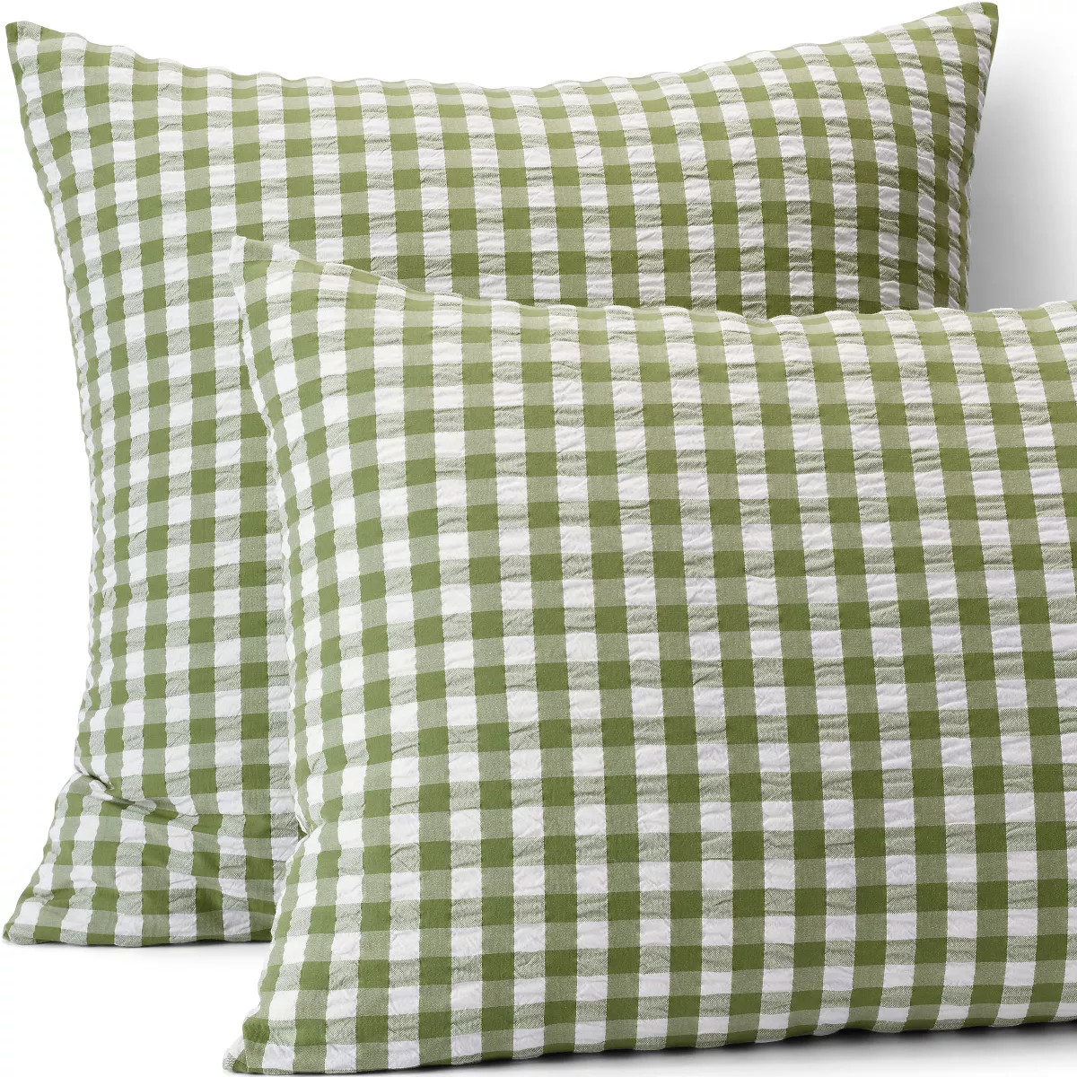 Lands' End Cotton Seersucker Pillow Sham - Euro - Dried Basil Gingham | Target