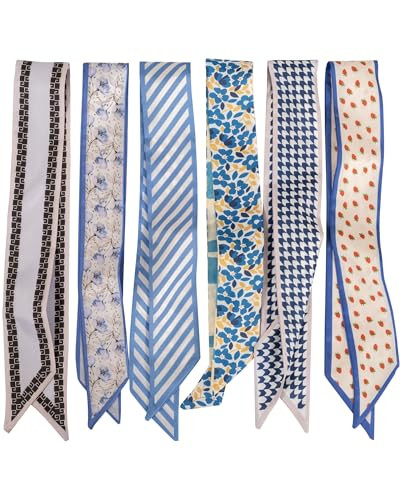 ZXZH 6 Pack Fashion Scarves for Women, Versatile Boho Head Scarf, Satin Scarf for Hair, Neck, Wri... | Amazon (US)