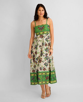 Women's Printed Square-Neck Sleeveless Maxi Dress | Macy's