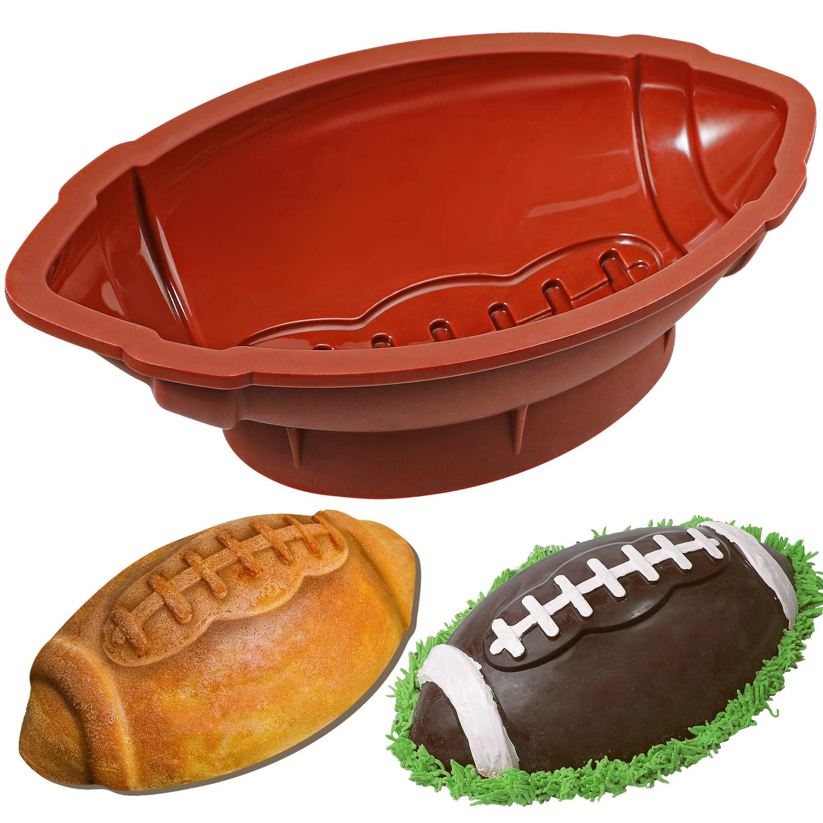 Webake Football Cake Pan 12 Inch Nonstick Football Shaped Silicone Mold for Baking, 3D Breakable ... | Amazon (US)