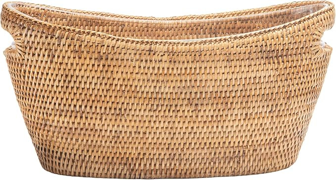 Kouboo La Jolla Oblong Acrylic Party Ice Bucket in Rattan Basket, Cooler for Wine, Beer, Softdrin... | Amazon (US)
