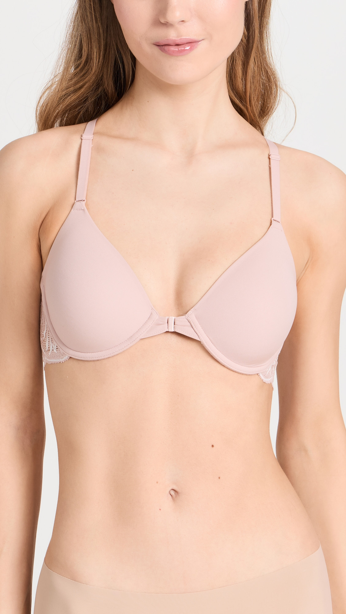 Natori Lush Front Close Contour Underwire Bra Rose Beige/Warm White 38C | Shopbop