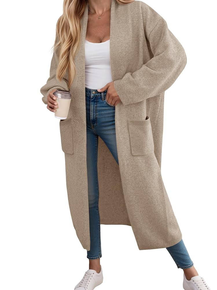 Saodimallsu Womens Long Cardigan Sweaters Chunky Knit Open Front Long Sleeve Casual Duster Coat J... | Amazon (US)