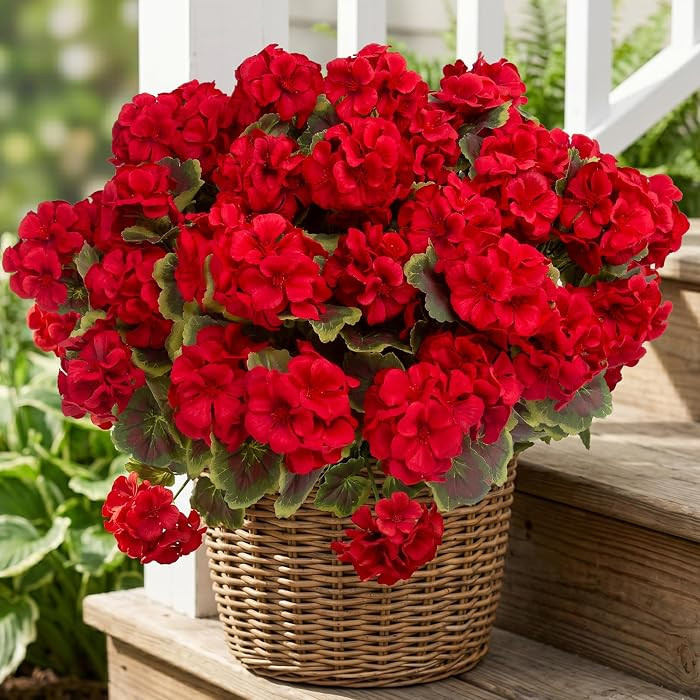 lovemoon 8 Pcs Artificial Geranium Plant Realistic Silk Flowers for Outside UV Resistant Faux Ger... | Amazon (US)