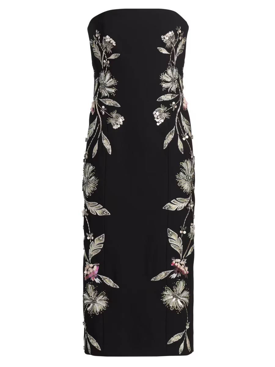 Cinq à Sept Floral Embellished Strapless Midi-Dress | Saks Fifth Avenue | Saks Fifth Avenue