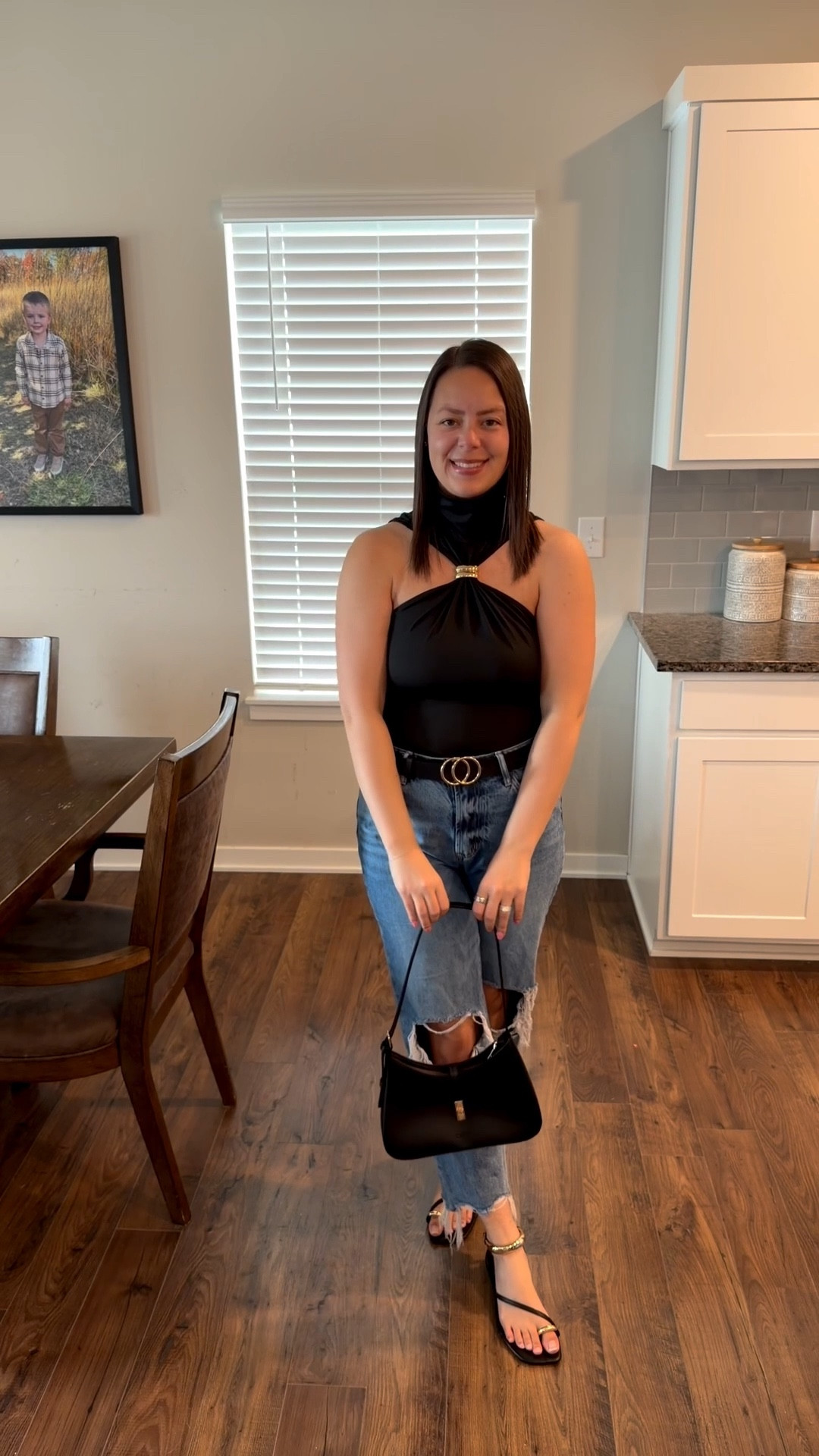 This top from Amazon is so unique and cute. I love the gold detail. It is the perfect date night outfit. I am wearing my normal size medium. 

#LTKootd