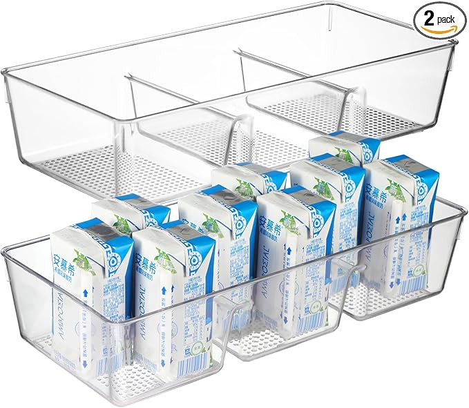 Drawer Organizer，2PCS Clear Organization and Storage Set，Desk Drawer Organizer Food Snack Org... | Amazon (US)