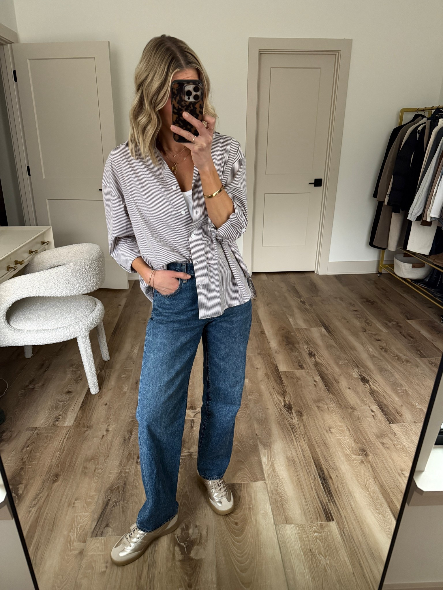 Wearing 25/regular jeans (stay tts for more loose/baggy fit), small poplin shirt, XS tank (stay tts), sneakers tts

#LTKOver40 #LTKgrwm #LTKootd