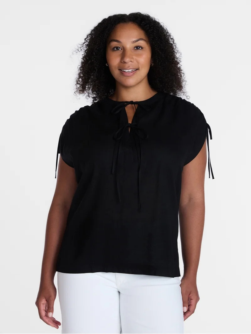 Time and Tru Women's Sleeveless Linen Tunic Top, Sizes XS-XXXL | Walmart (US)