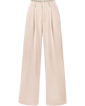PRETTYGARDEN Womens Causal Wide Leg Pants High Elastic Waisted Long Work Office Suit Pants | Amazon (US)