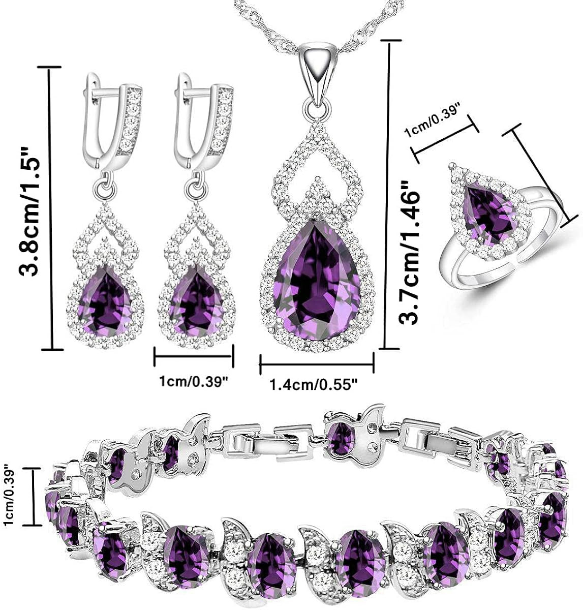 LMXXVJ Women Jewelry Set Platinum Plated Necklace Open Ring Earrings Bracelet Set,Birthday/Annive... | Amazon (US)