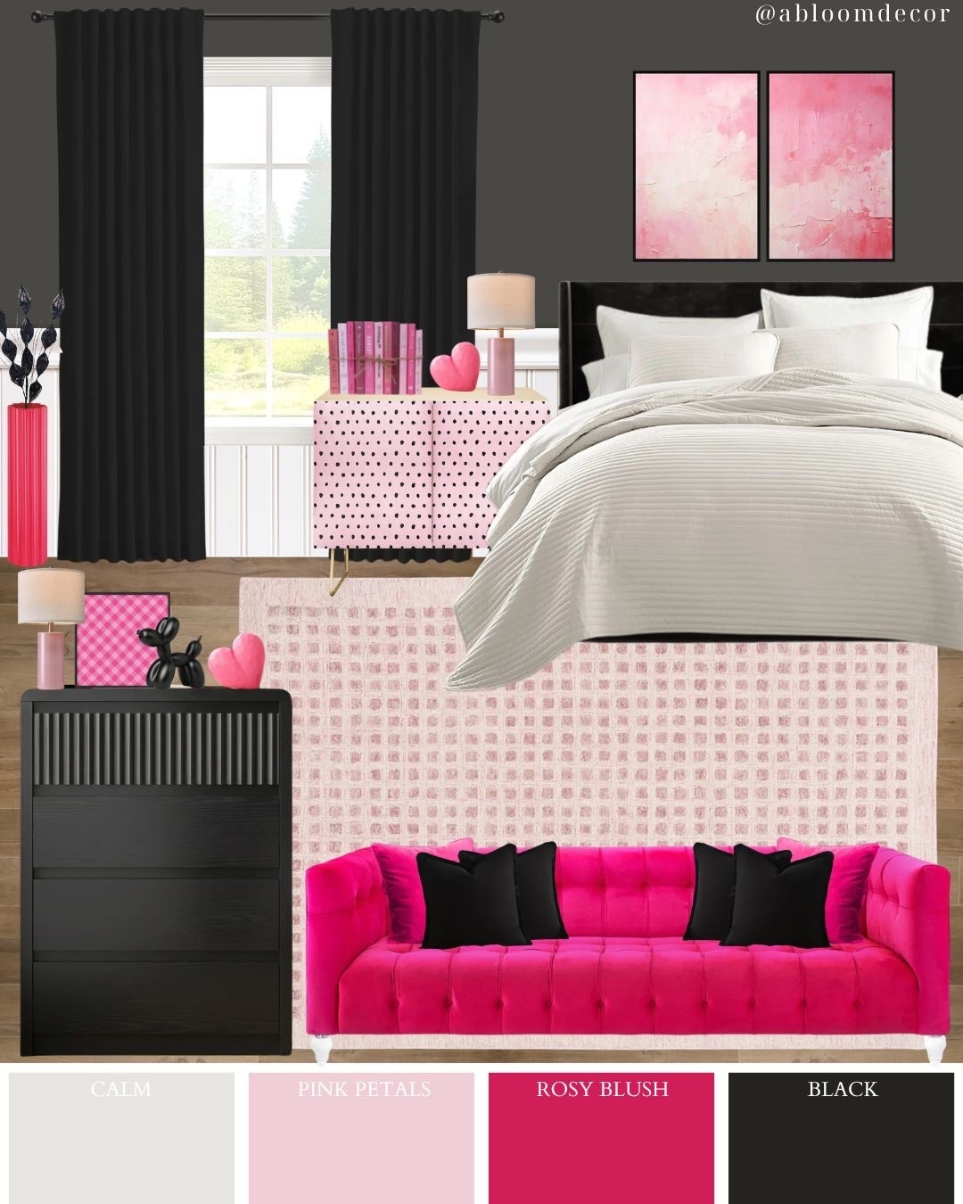 Bold Black and Pink Glam Bedroom Design

#LTKHome