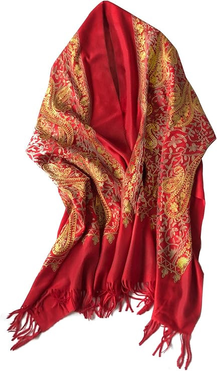 Women's Embroidered Oversize Tassel Shawl Scarf Wraps for Women | Amazon (US)