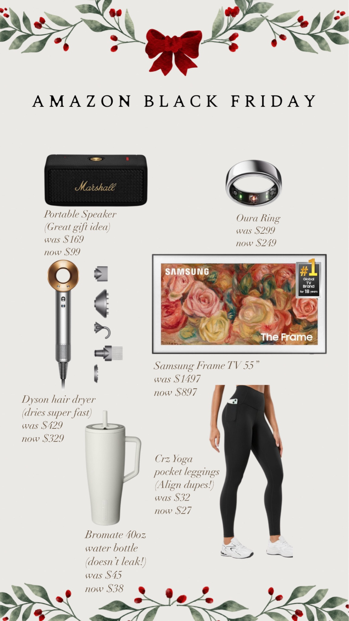 Amazon Black Friday week deals gift ideas for her portable speaker oura ring Dyson hair dryer Samsung frame tv bromate water bottle crz yoga leggings lululemon align dupers


#LTKCyberWeek #LTKGiftGuide #LTKHoliday