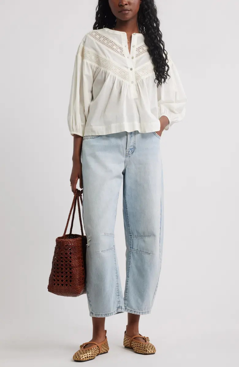 Lace Inset Woven Shirt | Nordstrom