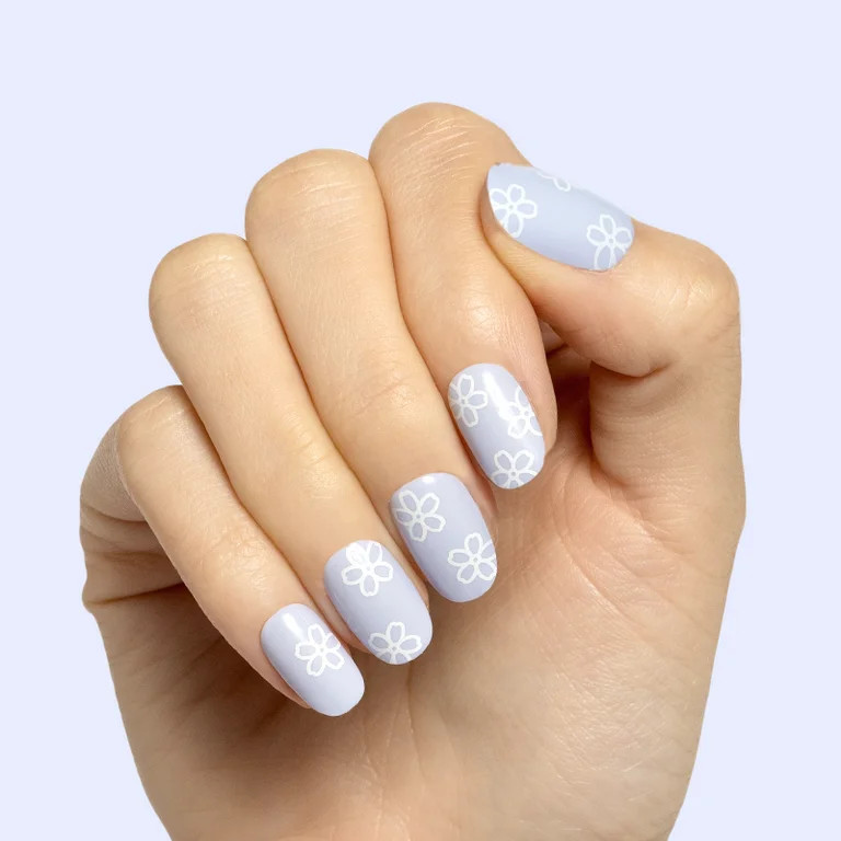 Olive & June Super Stick Mani Round Short Press-On Tabs, Floral Doodle, 32 Pieces | Walmart (US)