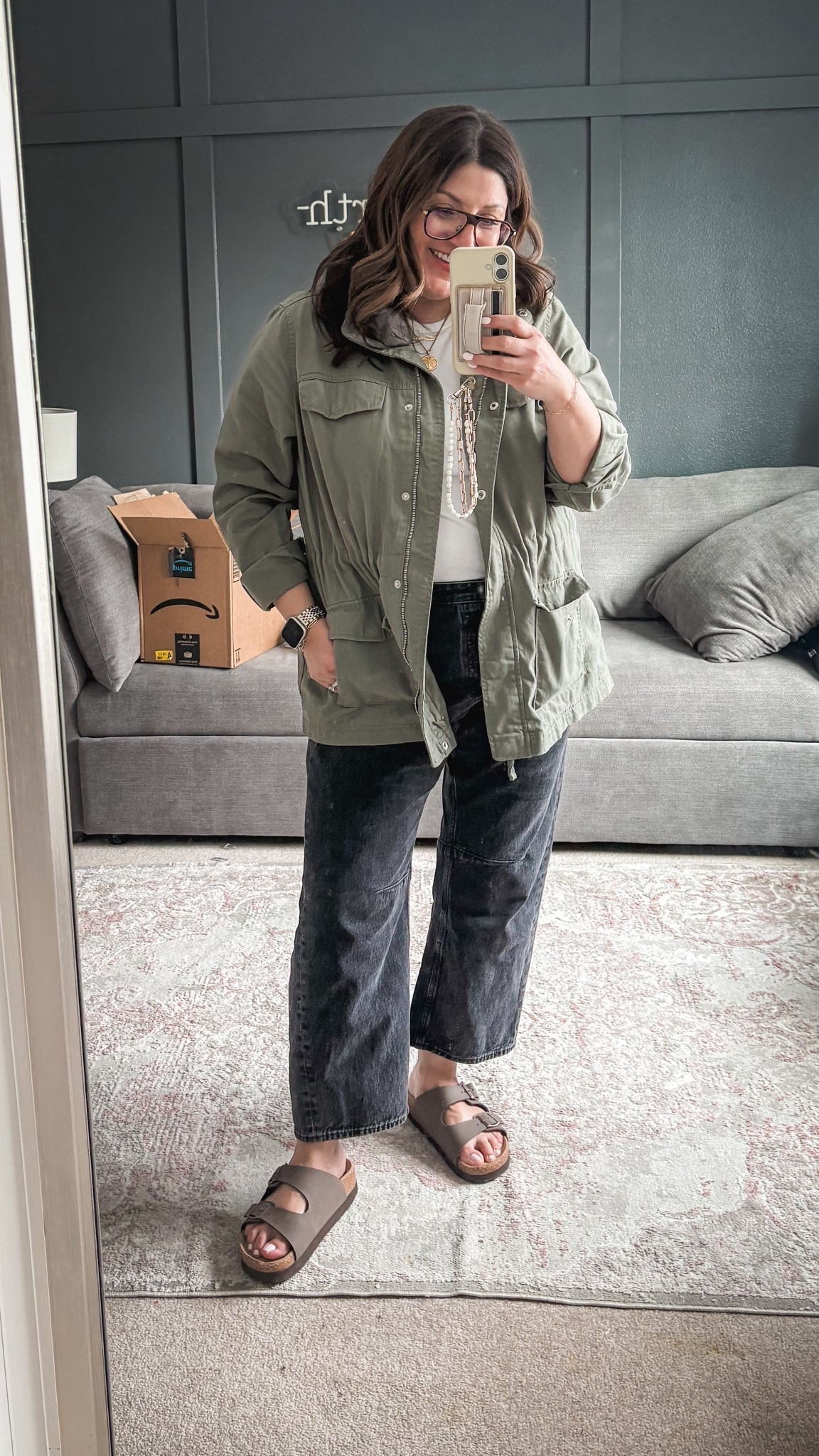 GAP Factory utility jacket - XL
Madewell barrel jeans - 32
Fitory sandals 
@gapstyle @Noonday Collection @Fitory 

#LTKMidsize #LTKSaleAlert #LTKOver40