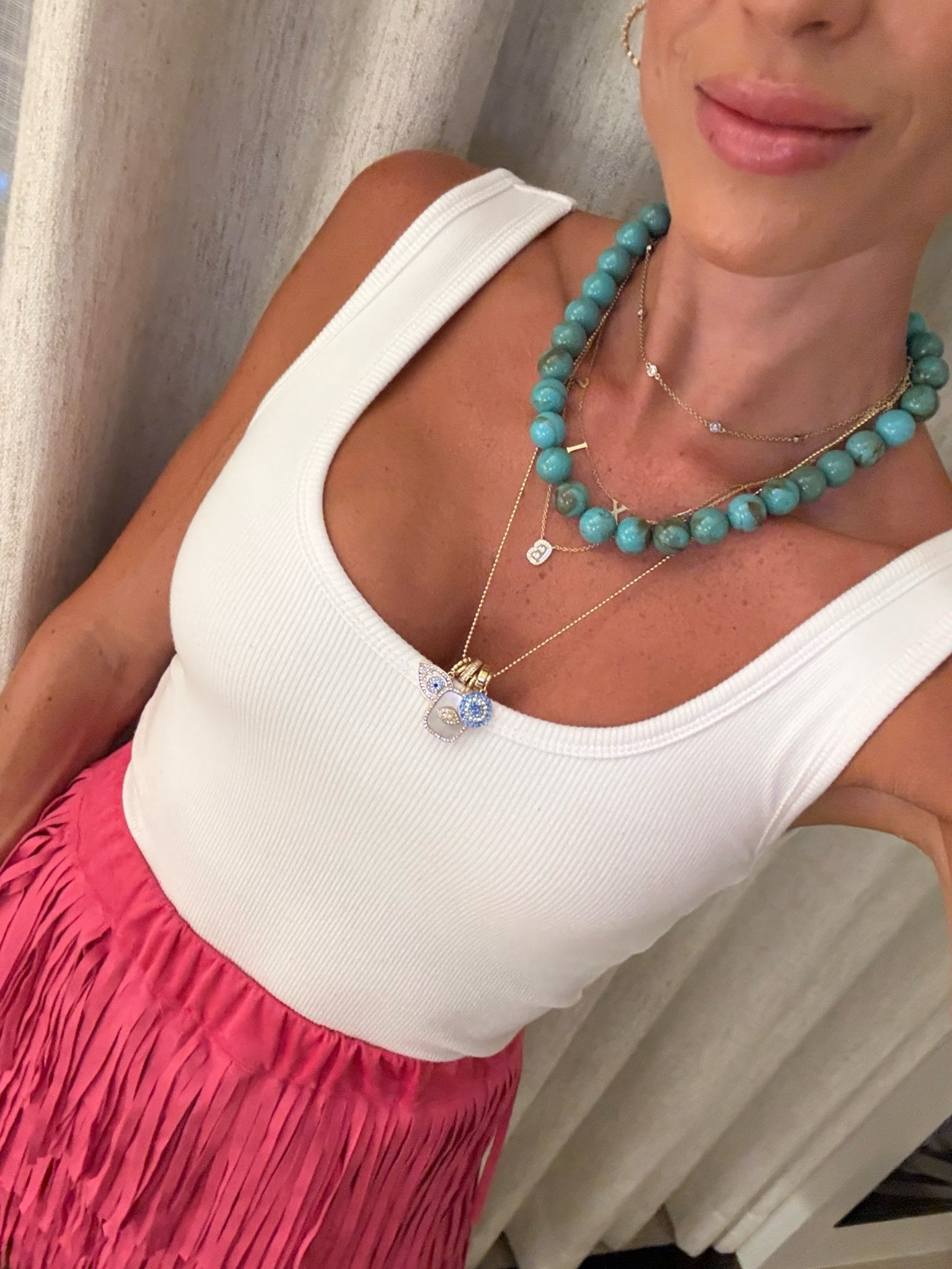 Turquoise beaded necklace with evil eye charm long layered necklace

#LTKPetite #LTKSaleAlert