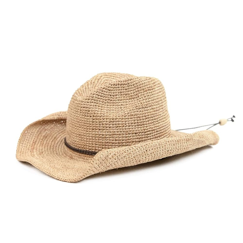Women's Crocheted Raffia Cowboy Hat with Wire Brim Natural | Amazon (US)