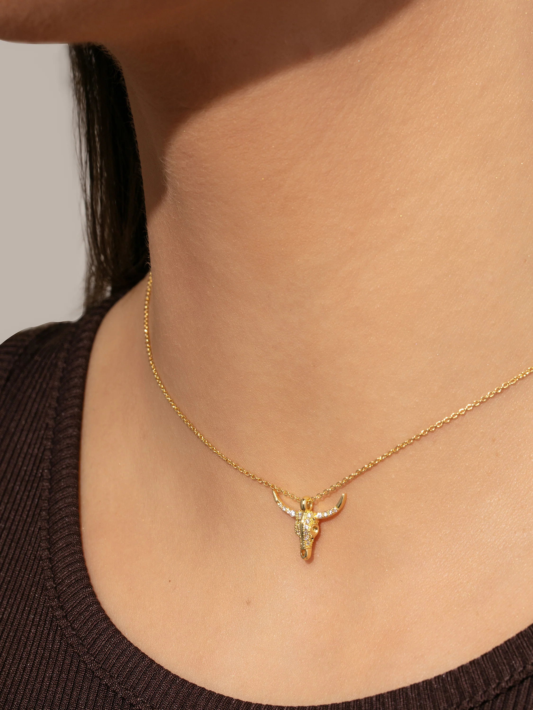 Fighter Longhorn Pendant, Pavé + Chain Necklace 2.0 | Uncommon James | Uncommon James