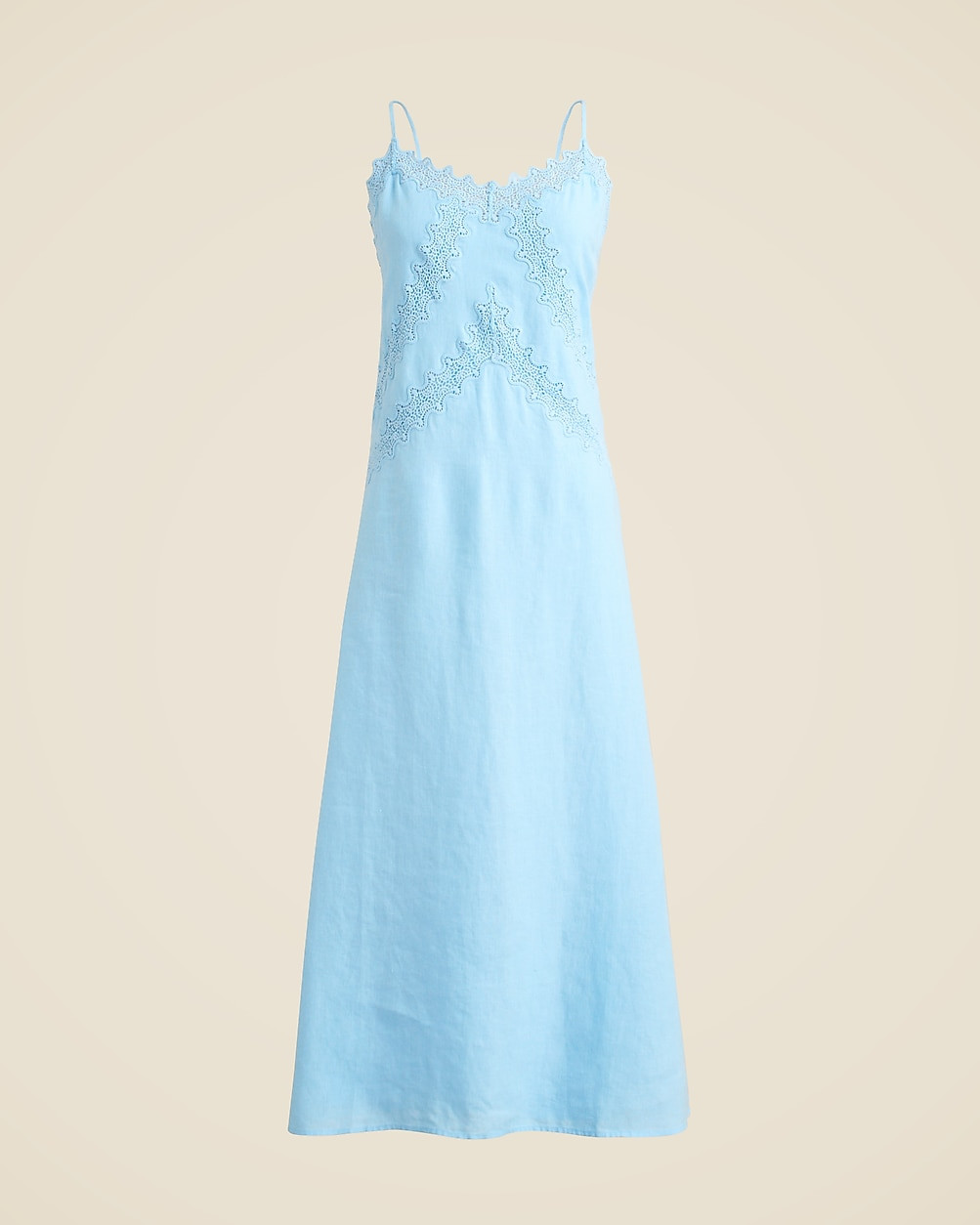 Lace-trim slip dress in linen | J. Crew US