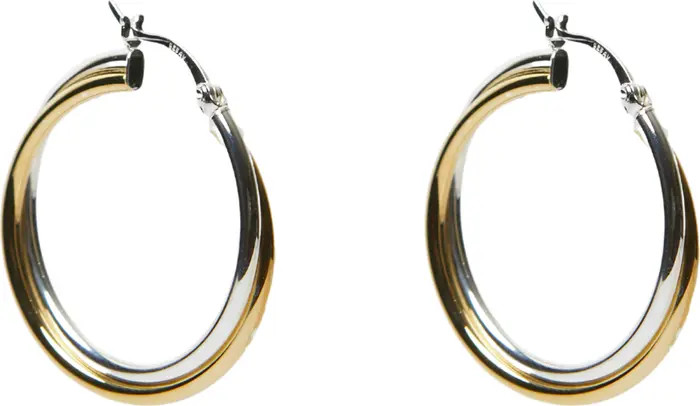 Twisted Two-Tone Sterling Silver Hoop Earrings | Nordstrom