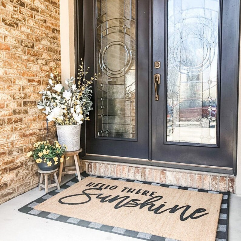 Hello There Sunshine Doormat, Flocked Coir Outdoor Welcome Mat, Personalized Custom Personalized ... | Etsy (US)
