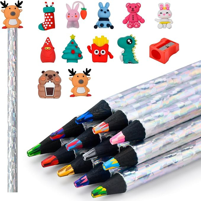 Stocking Stuffers for Kids Teen Girls: Art Supplies 12 Rainbow Colored Pencils With Cute Pencil C... | Amazon (US)