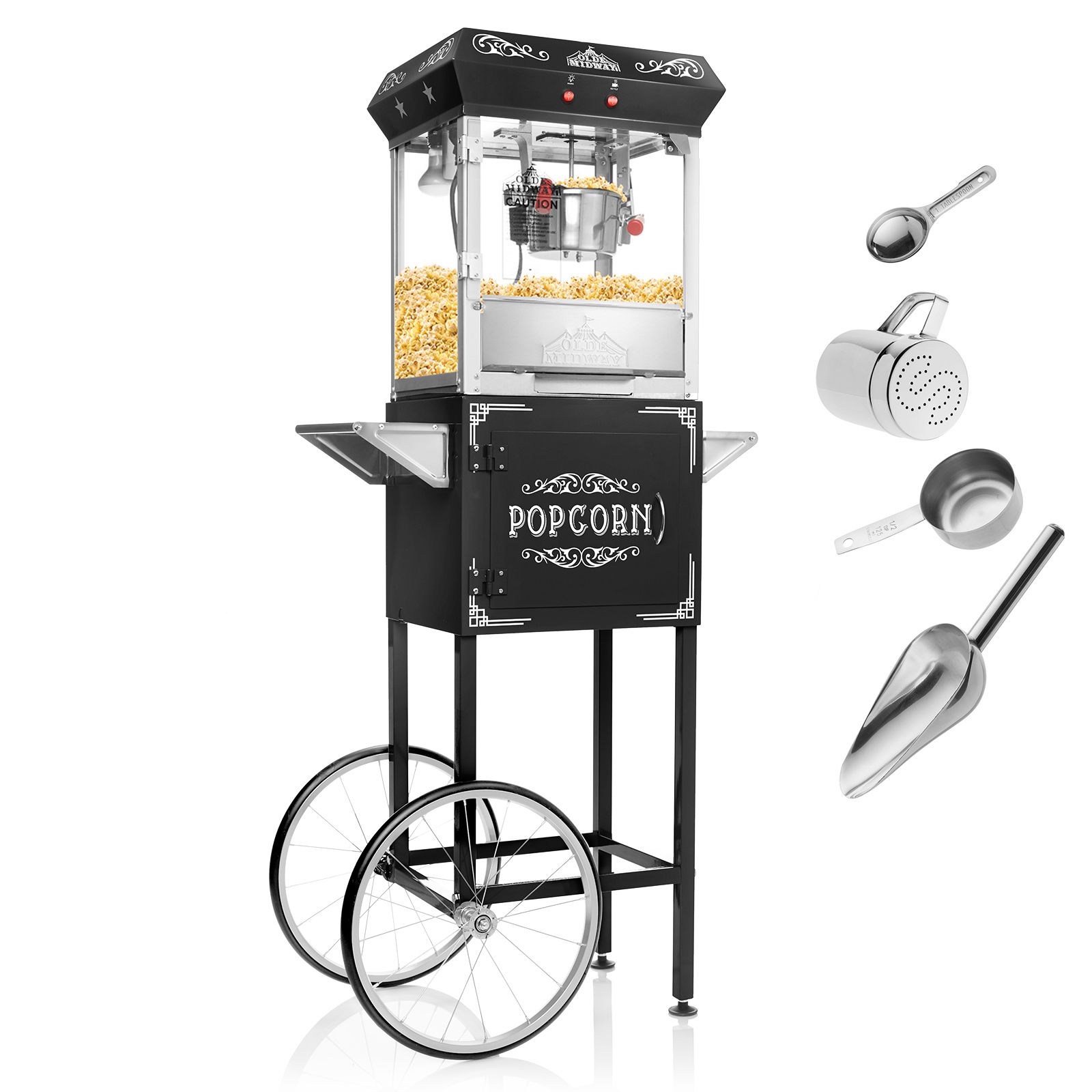 Olde Midway Vintage Style Popcorn Machine Maker Popper with Cart and 6-Ounce Kettle | Walmart (US)