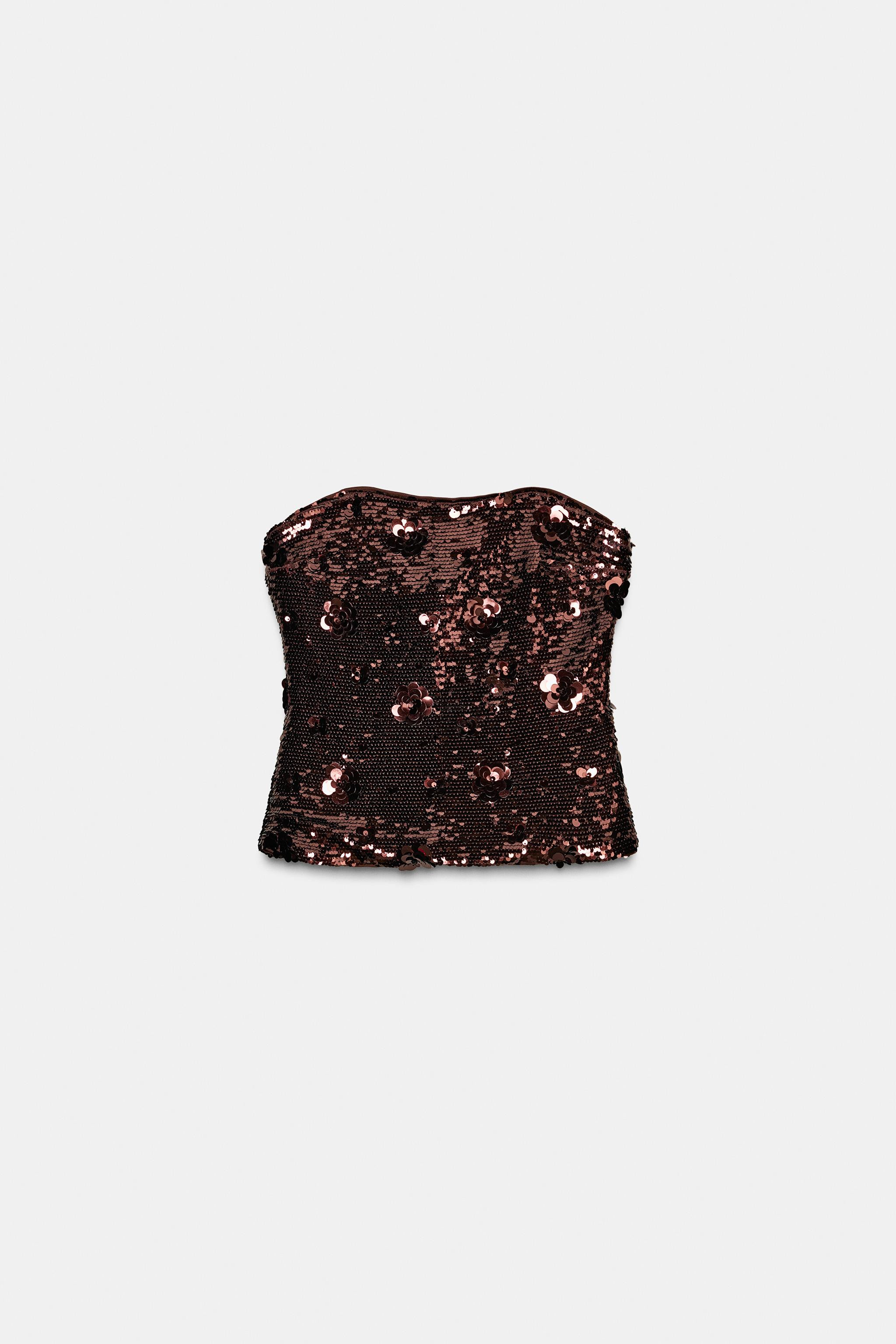 SEQUIN BANDEAU TOP | Zara US