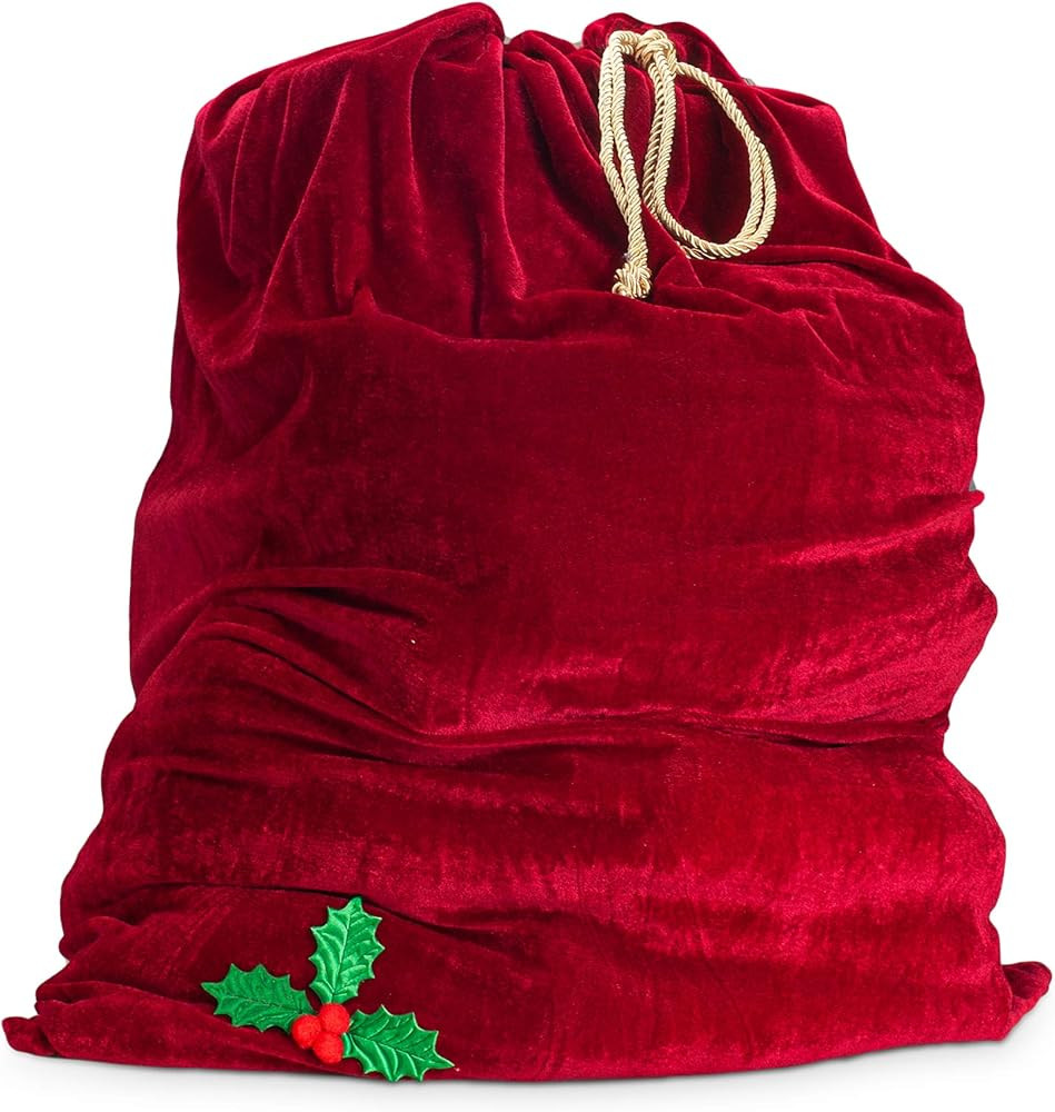 Sunnywood Santa Christmas Gift Bag Large Stretchy Velour Present Sack with Golden Drawstring, 36"... | Amazon (US)