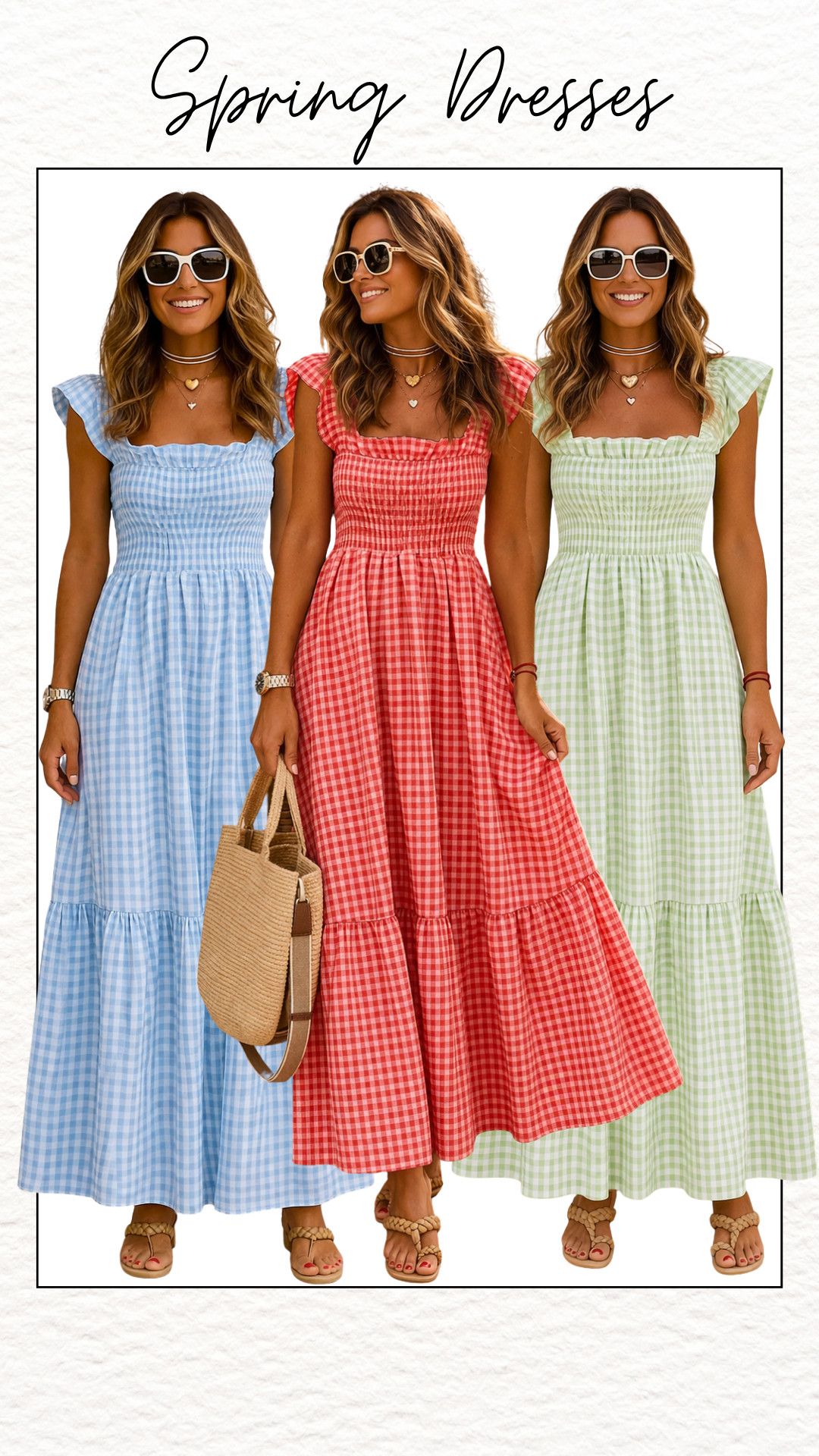Spring dresses with gingham prints bring a fresh, timeless look that returns every warm season 🌸 Smocked bodices, tiered skirts, and flowy maxi silhouettes make them perfect for brunch, vacations, Easter, and everyday spring styling. Gingham and floral-inspired maxi dresses are especially popular for their versatility and easy, polished feel.#SpringDresses #GinghamDress #SpringMaxiDress #AmazonFashion #AmazonFinds #GinghamMaxiDress #SpringOutfits #SummerOutfits #VacationDress #EasterDress #BrunchOutfit #FloralStyle #CottagecoreDress #FlowyDress #WarmWeatherOutfit #CasualSpringOutfit 

 #LTKU #LTKSaleAlert