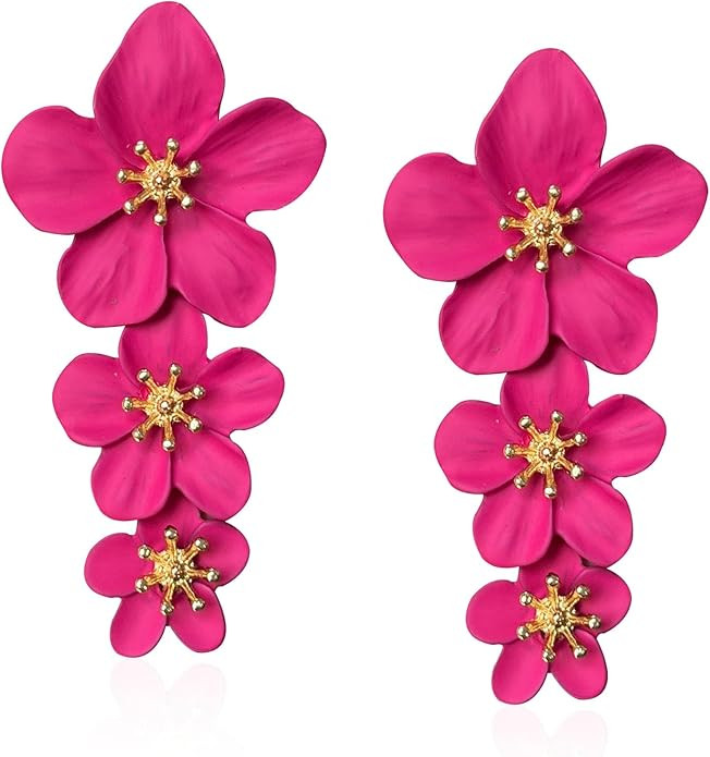 Three Layer Flower Earrings for Women Boho Statement Flower Earrings Bohemian Flower Dangle Earri... | Amazon (US)