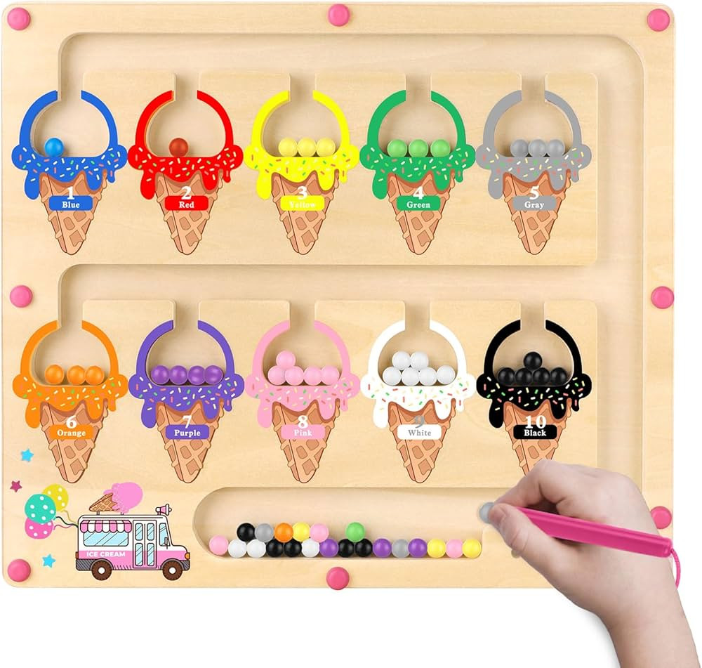 Montessori Magnetic Color and Number Maze Toy for Toddler Girls, Fine Motor Skills Board, Learnin... | Amazon (US)