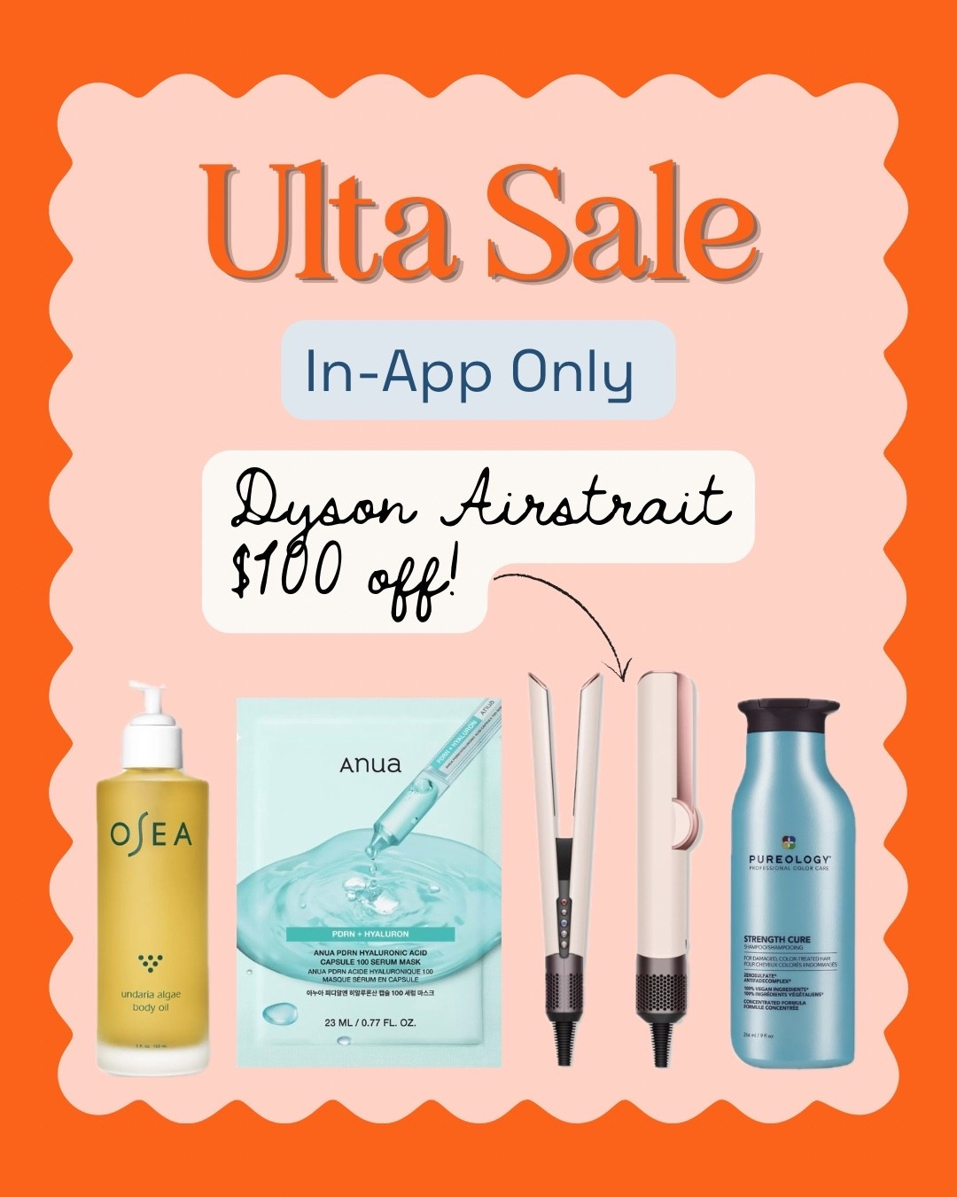 Ulta has a sale that was supposed to end last week, but it’s still going on! The best deal on items we love? The Dyson Airstrait Wet-to-Dry Staightener is $100 off!

A few more of our favorite sale items:
- Osea Body Oil ($52 ➡️ $41.60 for 5oz size)
- Pureology Strength Cure Shampoo (my favorite shampoo/conditioner): $39 ➡️ $27.30 for 9oz size
- These PDRN + Hyaluronic Acid Sheet Masks that I posted last week during Prime Day, but it’s actually priced lower on Ulta ($24 ➡️ $19.20)

#LTKBeauty #LTKSaleAlert #LTKselfcare