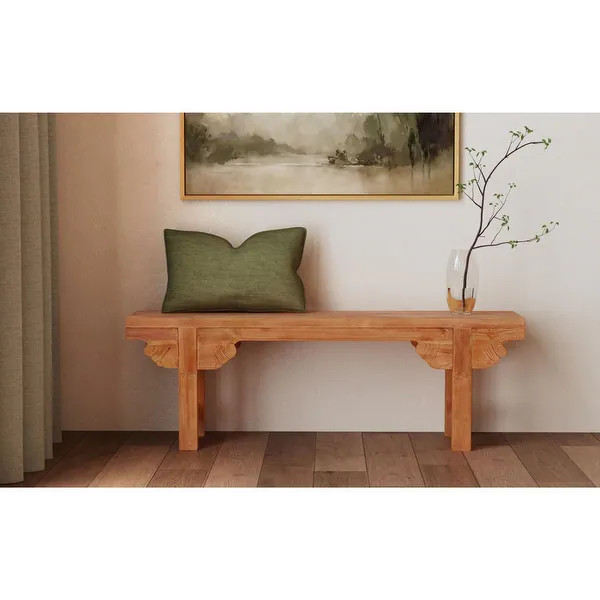 Natural Solid Wood Carved Bench by East at Main | Bed Bath & Beyond
