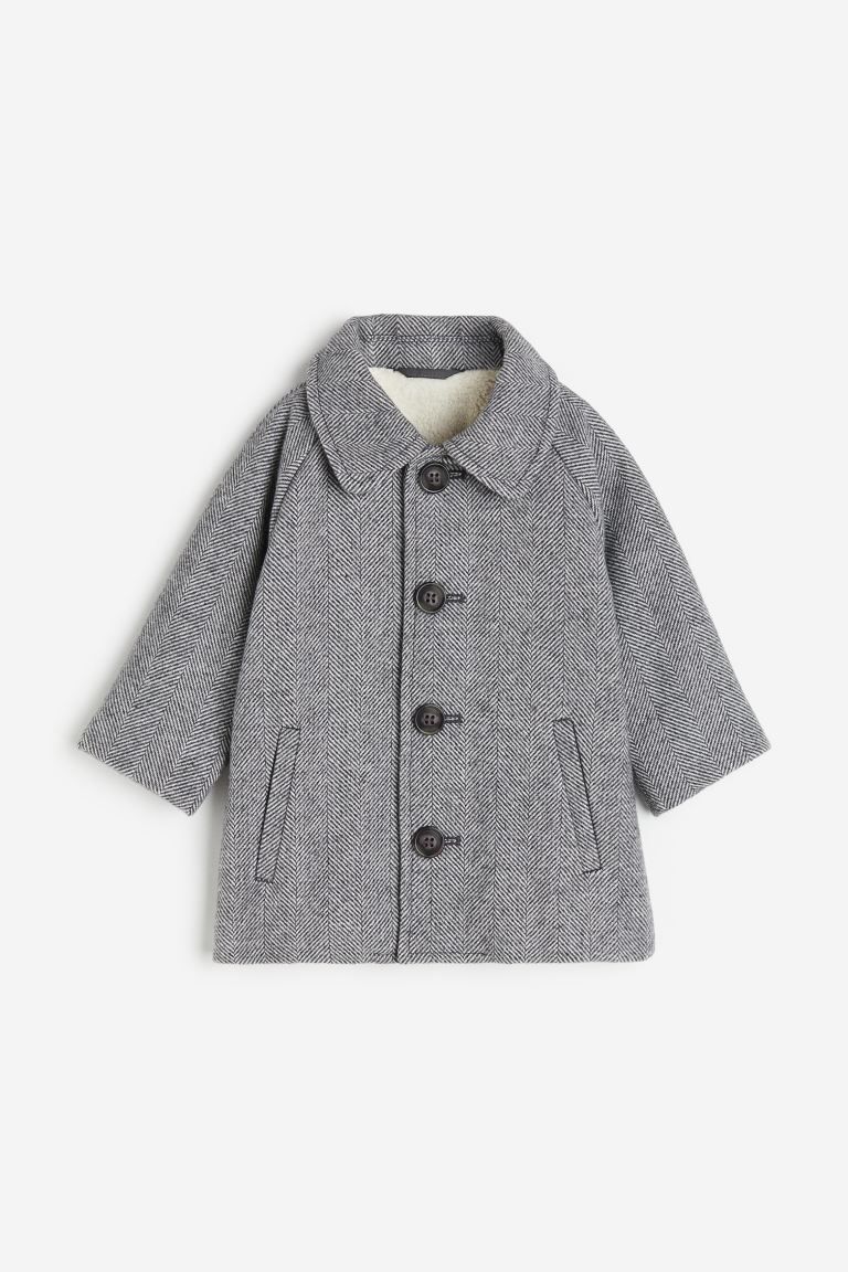 Pile-lined Coat - Gray/herringbone-patterned - Kids | H&M US | H&M (US + CA)