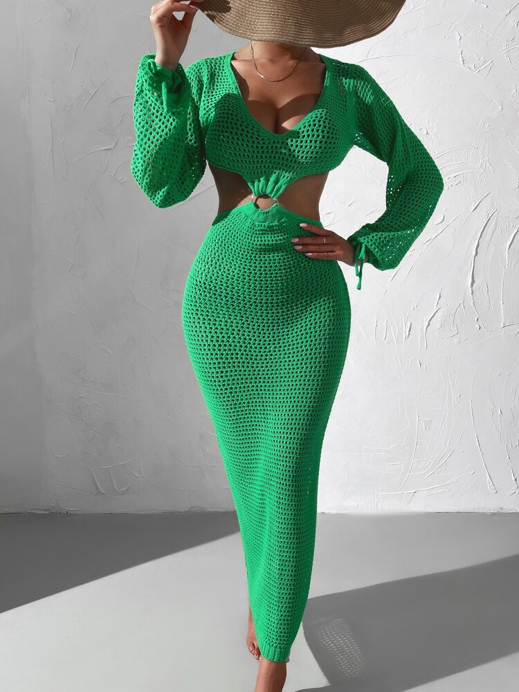 Knitted Ring Linked Cut Out Cover Up Dress | SHEIN