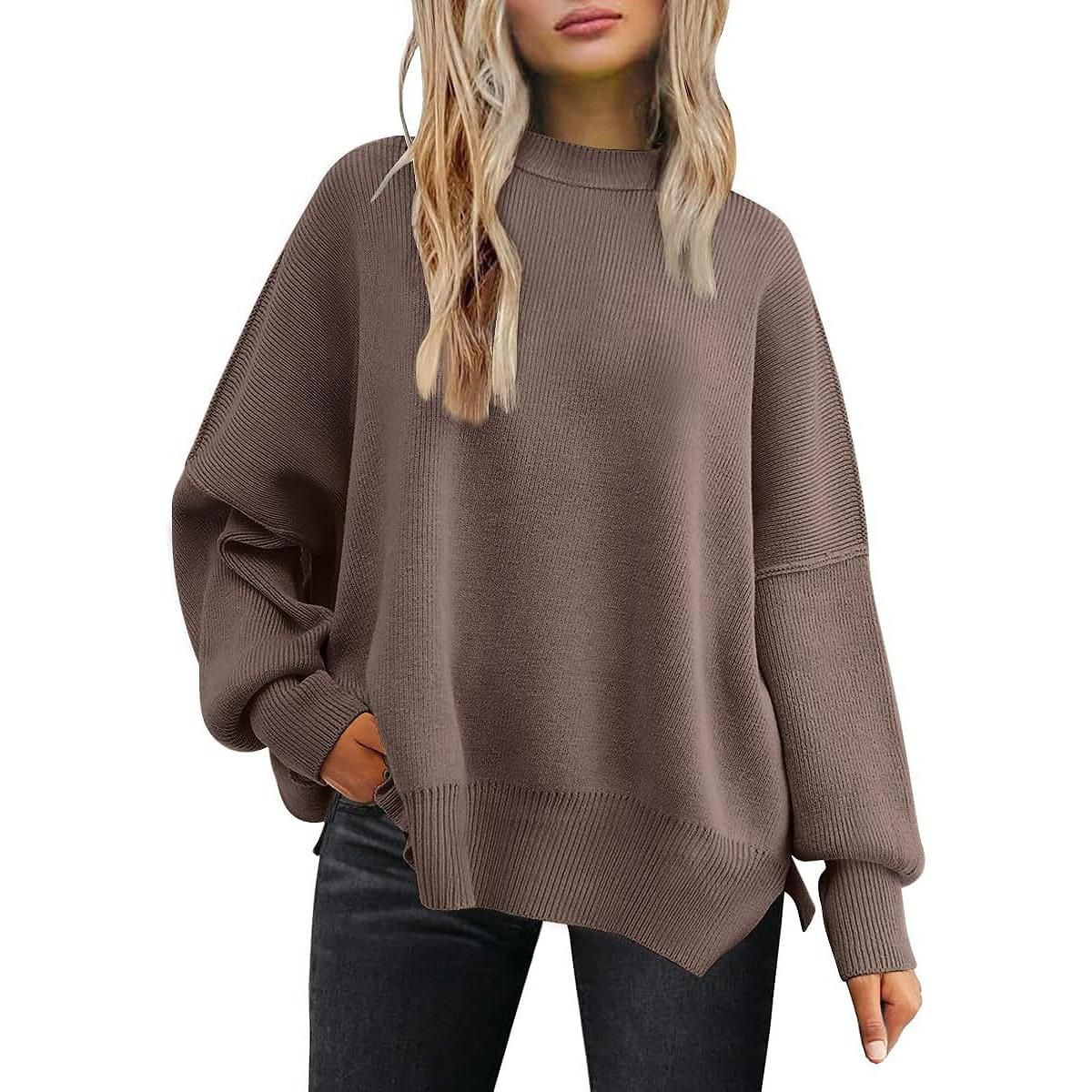 Women's Oversized Batwing Sweaters Fall Outfits Crewneck Knit Side Slit Fashion Pullover Tops | Target