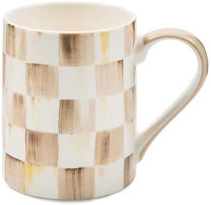 MACKENZIE-CHILDS Porcelain Mug, Tea and Coffee Mug, Brown-and-White Mocha Check | Amazon (US)