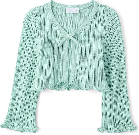 The Children's Place Girls' Long Bell Sleeve Tie Front Layering Cardigan | Amazon (US)