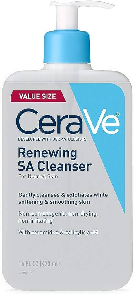 CeraVe SA Cleanser | Salicylic Acid Cleanser with Hyaluronic Acid, Niacinamide & Ceramides| BHA E... | Amazon (US)