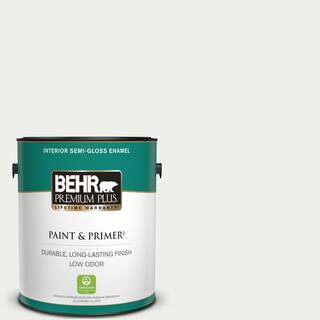 1 gal. Designer Collection #DC-004 Winter White Semi-Gloss Enamel Low Odor Interior Paint & Prime... | The Home Depot