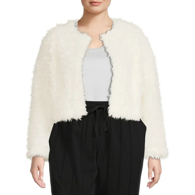 Madden NYC Women's Plus Size Cropped Faux Fur Jacket | Walmart (US)