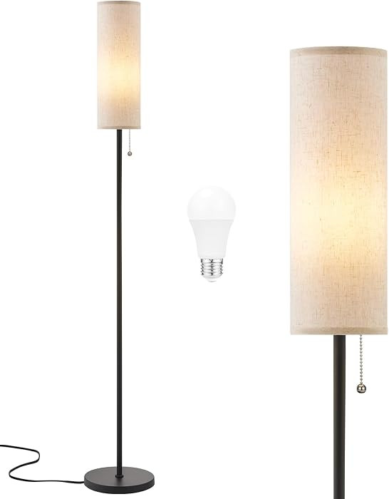 Ambimall Floor Lamps for Living Room with Bulb - 64'' Standing Lamp with 3 Color Temperature, Beige Lampshade & Pull Chain Switch, Pole Lamps for Bedrooms Tall, Minimalist Floor Lamp | Amazon (CA)