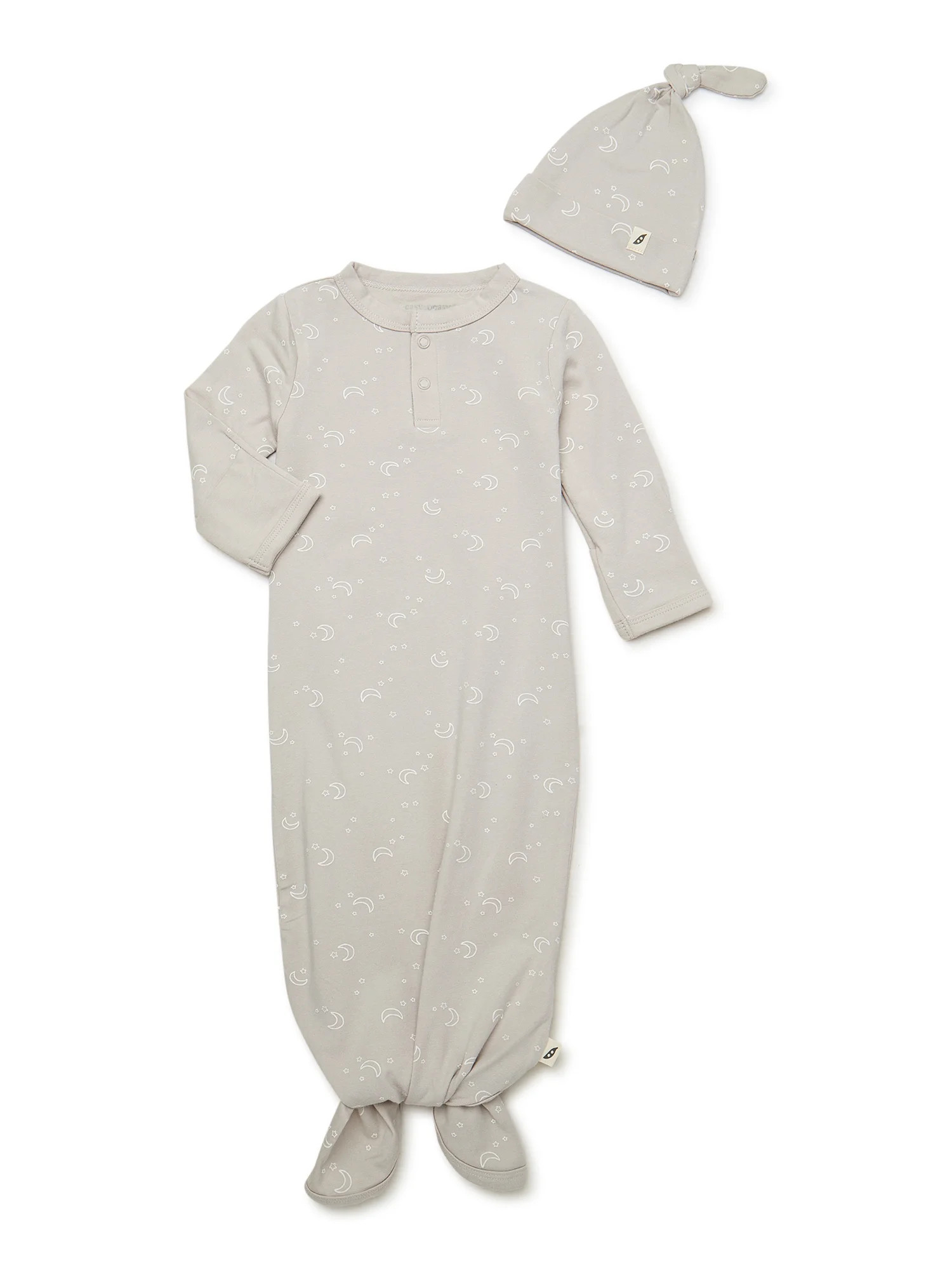 easy-peasy Baby Organic Print Gown and Hat Set, 2-Piece, Newborn-6/9 Months | Walmart (US)