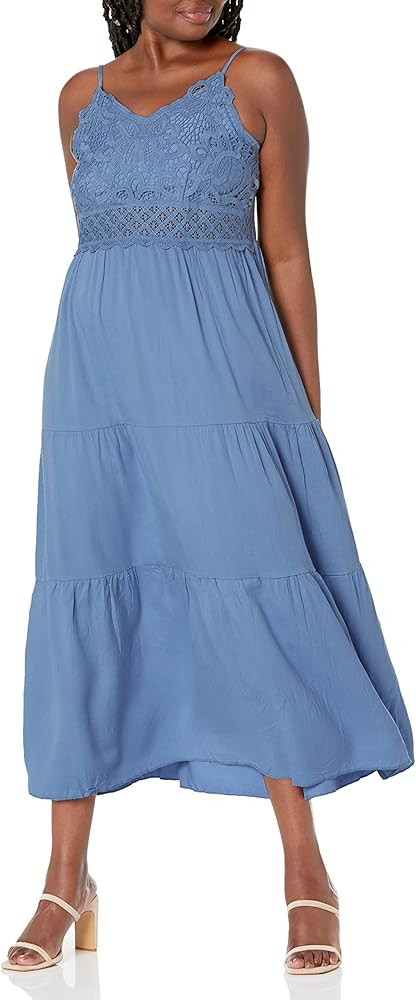 Dokuritu Women's Beach Crochet Lace Maxi Dress Solid Color Summer Spaghetti Strap Long Dress | Amazon (US)