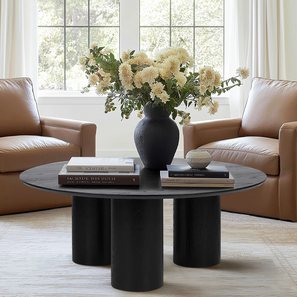 40" Drum   With 3 Legs Pedestal Round Coffee Table | Wayfair North America