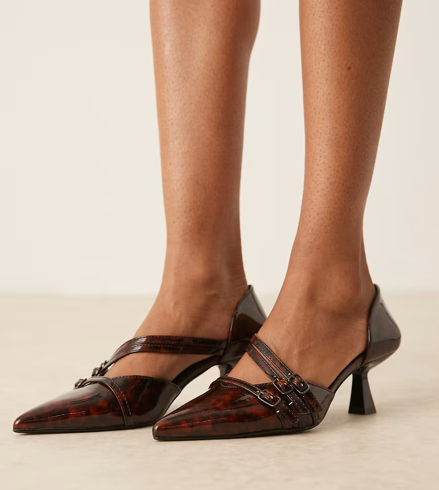 Glamorous Wide Fit slingback kitten heeled shoes in tortoishell-Brown | ASOS (Global)